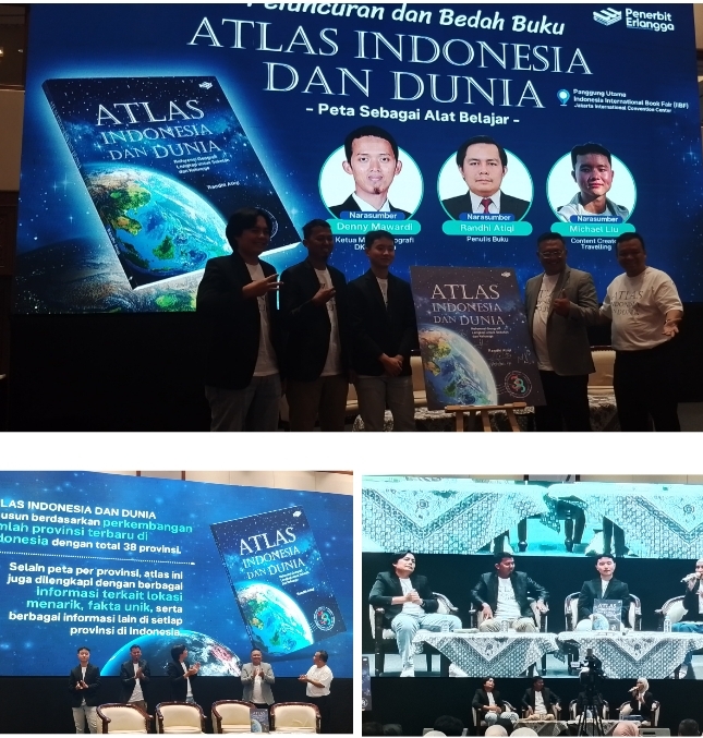 Atlas Indonesia dan Dunia Di luncurkan di IIBF 2025 :  Penerbit Erlangga  Dorong Literasi Geografi Generasi Muda