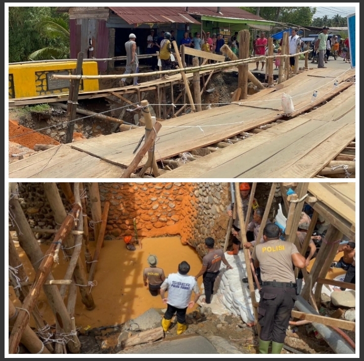 POLDA SUMUT BANGUN JEMBATAN DARURAT DI TAPTENG, PULIHKAN AKSES WARGA DAN JALINSUM