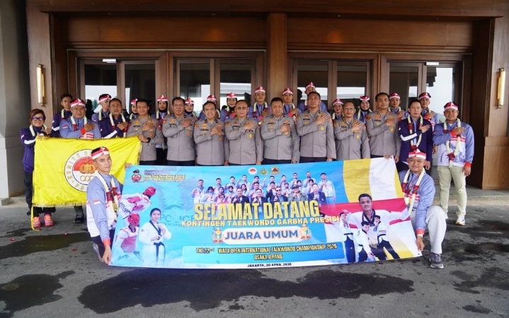 As SDM Kapolri Sambut Kepulangan Kontingen Taekwondo Garbha Presisi Peraih Juara Umum WATA Championship 2026
