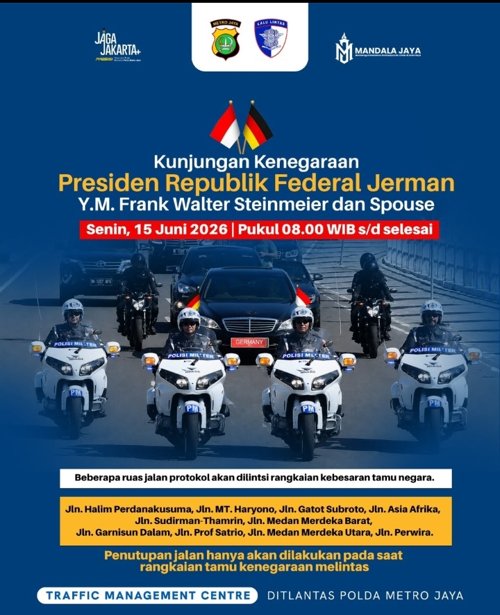 Polda Metro Jaya Siagakan 585 Personel Amankan Kunjungan Negara Presiden Jerman, Pengaturan Lalu Lintas Berlaku Situasional