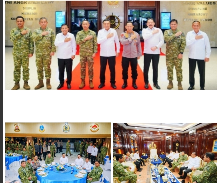 Kapolri Bersama Menko Polkam dan Pimpinan Lembaga Negara Perkuat Kebersamaan di Mabes TNI AL