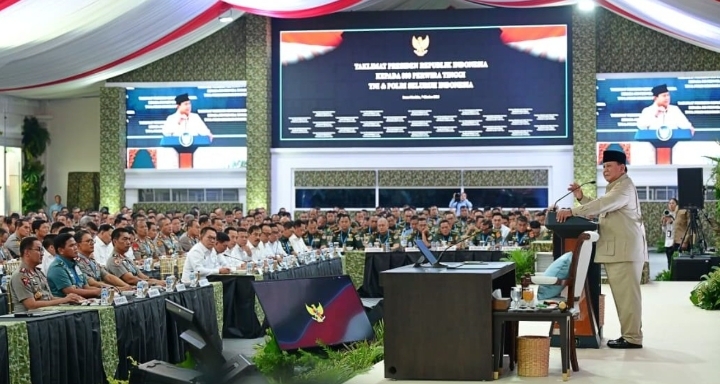 Presiden Prabowo Sampaikan Taklimat kepada 800 Perwira Tinggi TNI-Polri